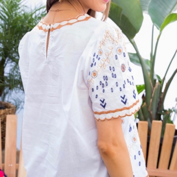 Embroidered Blue white Top Main Strip - Picture 3 of 4